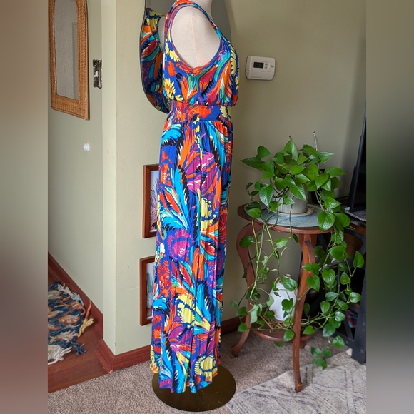 Spense Vibrant Multi-Color Faux Wrap Floral Sleeveless Maxi Dress - Size Small - Picture 10 of 11